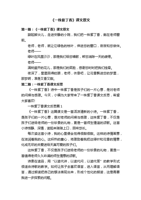 《一株紫丁香》课文原文