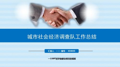 最新城市社会经济调查队工作总结述职PPT模板