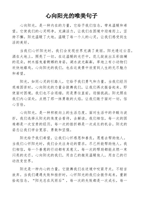 心向阳光的唯美句子