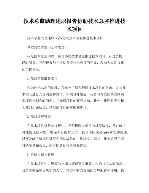 技术总监助理述职报告协助技术总监推进技术项目