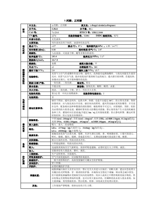 1-丙醇;正丙醇化学品安全技术说明书MSDS