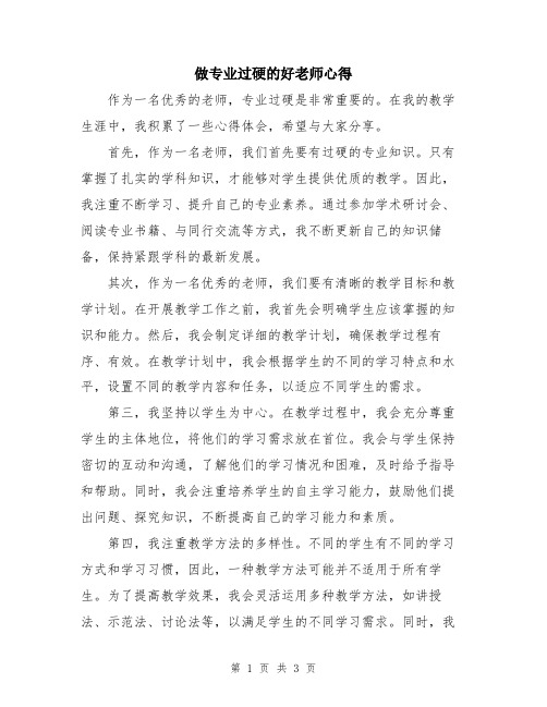 做专业过硬的好老师心得