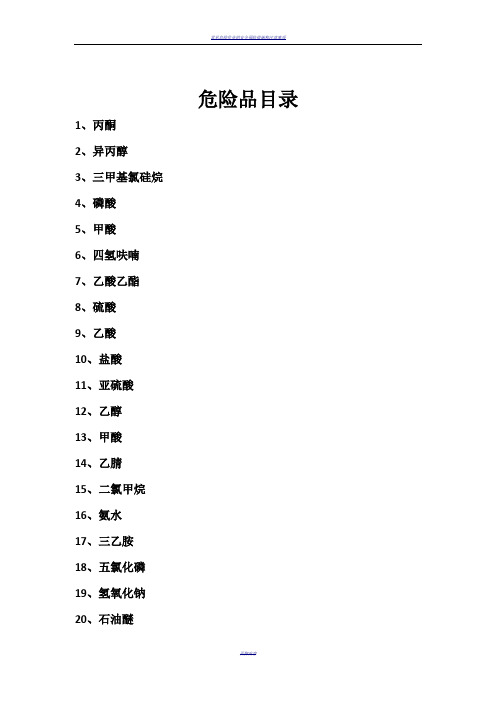 常见危险化学品安全技术说明书(MSDS)