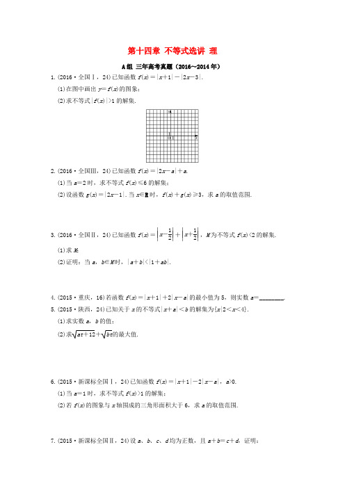 三年高考两年模拟2017版高考数学专题汇编 第十四章 不等式选讲 理