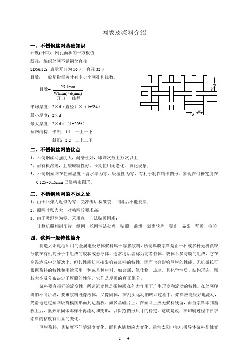 网版及浆料介绍