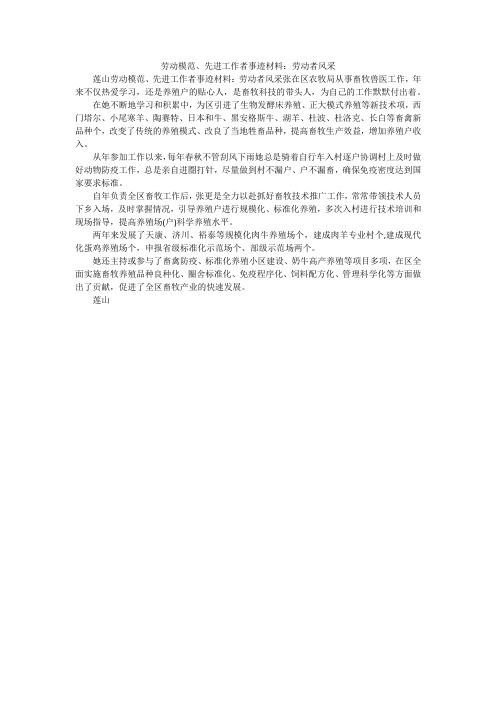劳动模范、先进工作者事迹材料:劳动者风采