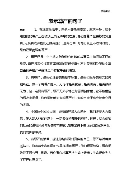 表示尊严的句子