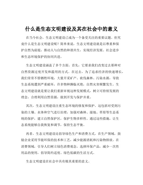 什么是生态文明建设及其在社会中的意义