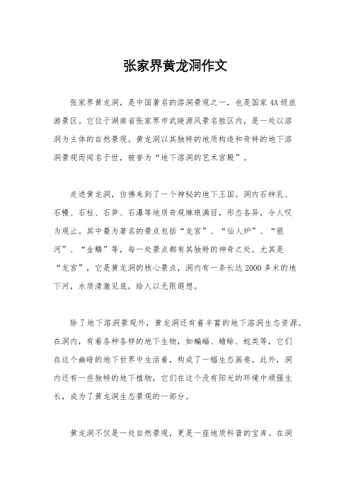 张家界黄龙洞作文