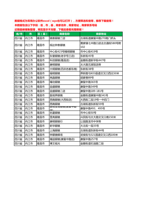 2020新版四川省内江市隆昌市眼镜工商企业公司商家名录名单黄页联系电话号码地址大全24家