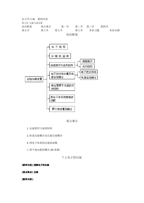 自主学习01  教材内容 第七章 自旋与角动量