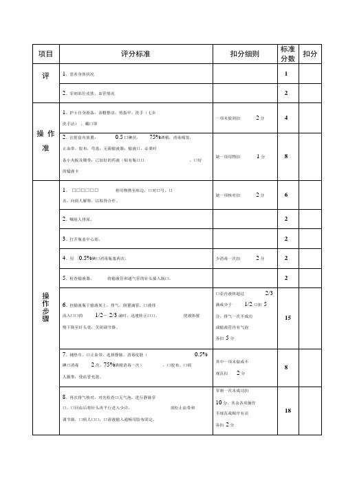 静脉输液法操作评分标准