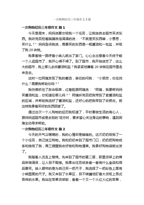 一次购物经历三年级作文3篇