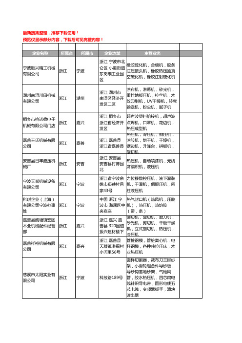 新版浙江省热压机工商企业公司商家名录名单联系方式大全55家