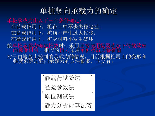 桩基础 单桩竖向承载力的确定