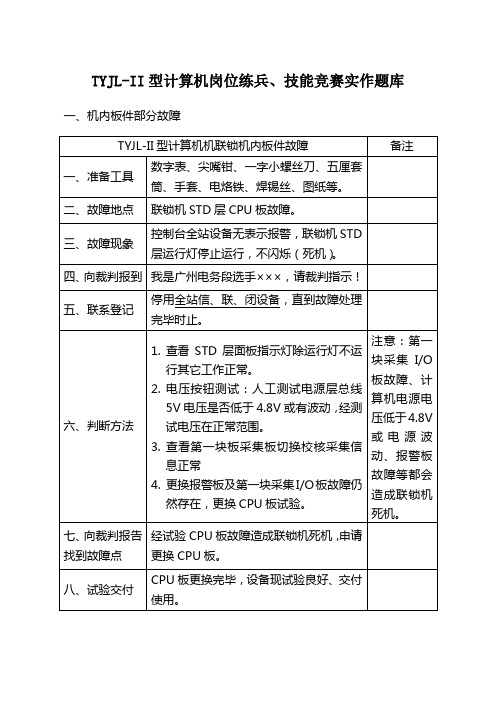 TYJL-II型机岗位练兵、技能竞赛实作题库