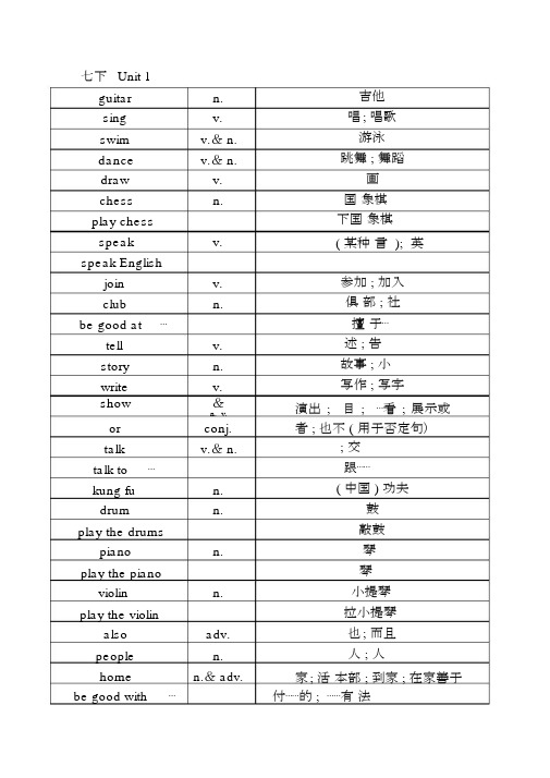 新版人教版七年级下册英语单词表全册.doc