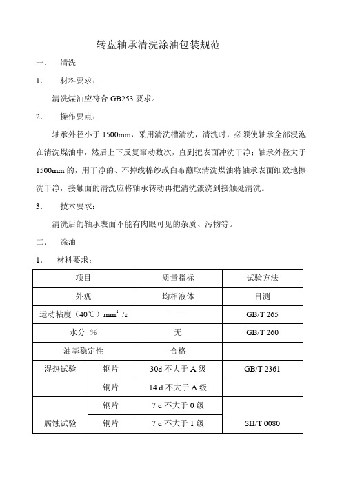 转盘轴承清洗涂油包装规范