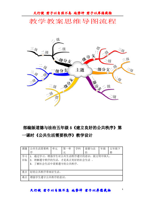 部编版道德与法治五年级下册5建立良好的公共秩序第一课时公共生活需要秩序教案(公开课)