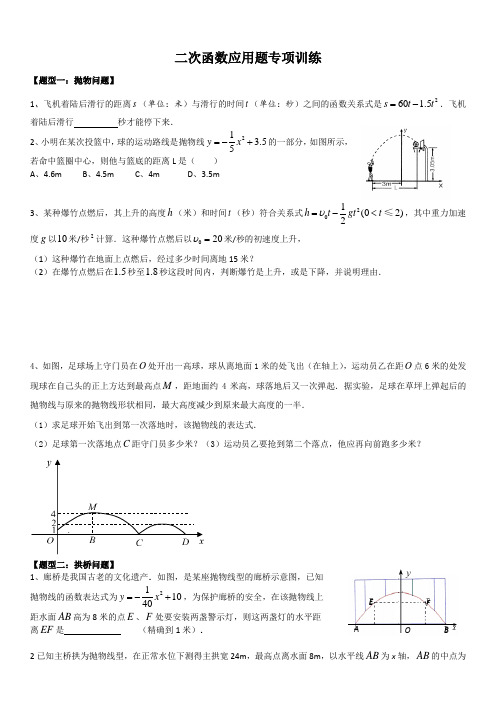 二次函数应用题分类超全习题