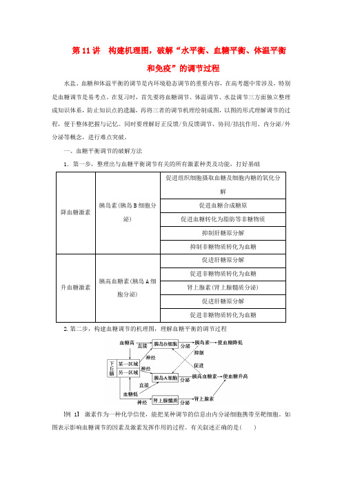 江苏省高中生物构建机理图破解“水平衡血糖平衡体温平衡和免疫”的调节过程高考复习适用苏教版