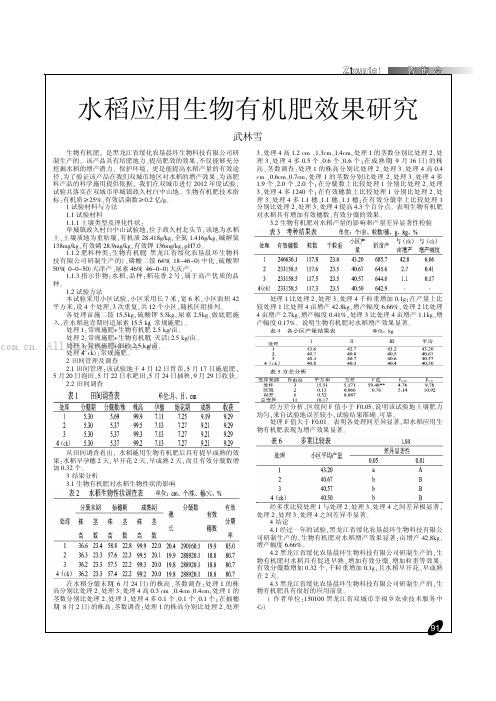 水稻应用生物有机肥效果研究