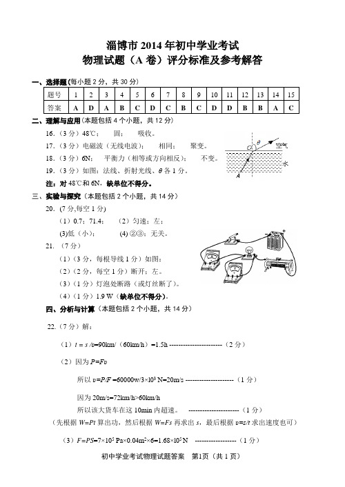 物理A卷答案