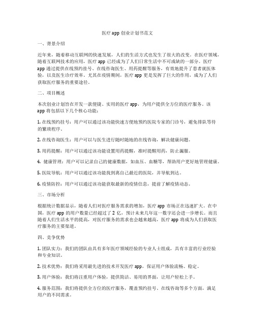 医疗app创业计划书范文