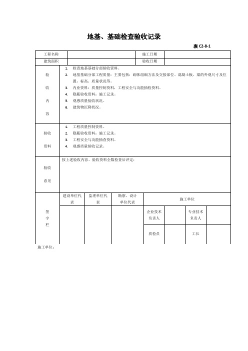 地基、基础检查验收记录