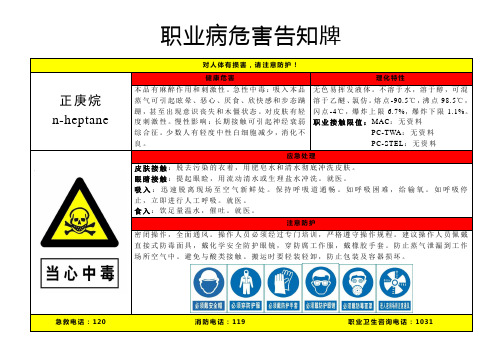 正庚烷-职业病危害告知牌