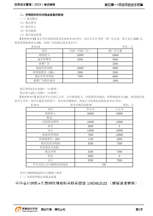 【实用文档】税后现金流量的确定