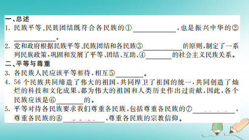 九年级道德与法治上册 第二单元 感受祖国的心跳 第六课 手足情深 第2框 平等团结,共同繁荣课件 人