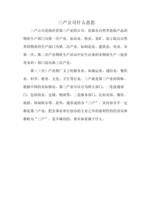 三产公司什么意思