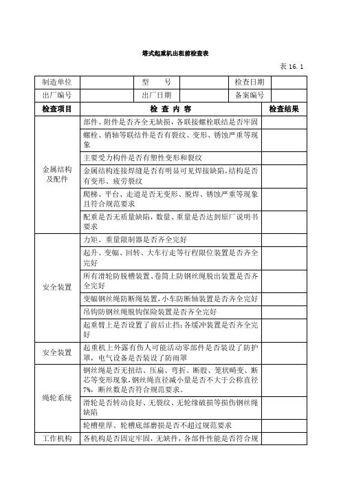 塔式起重机检查表