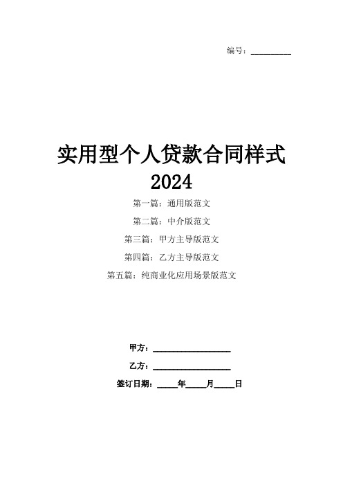 实用型个人贷款合同样式2024