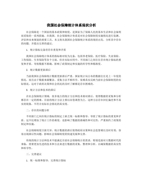 我国社会保障统计体系现状分析