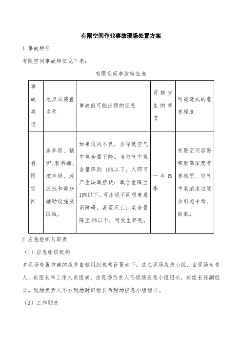 有限空间作业事故现场处置方案