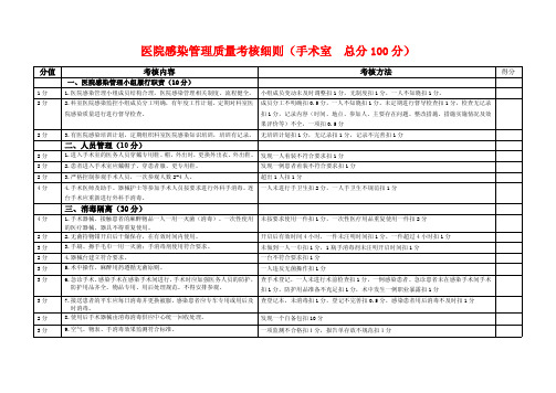 手术室医院感染质量考核细则