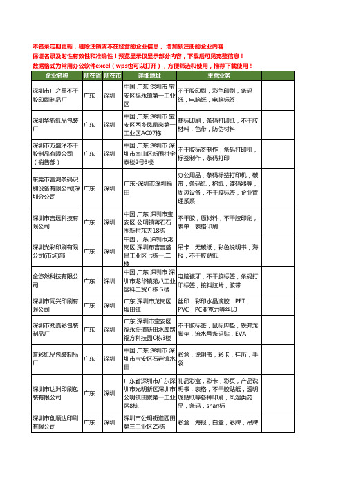 新版广东省深圳不干胶条码工商企业公司商家名录名单联系方式大全399家