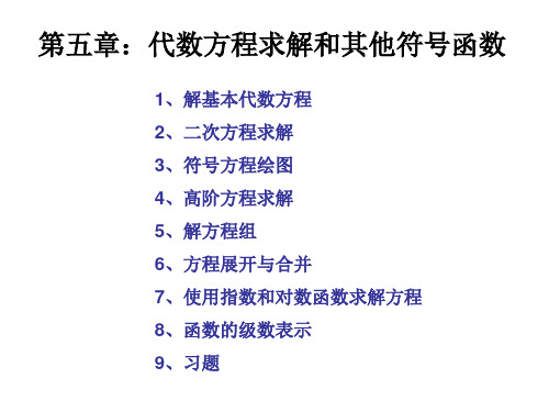 MATLAB第五课 代数方程求解