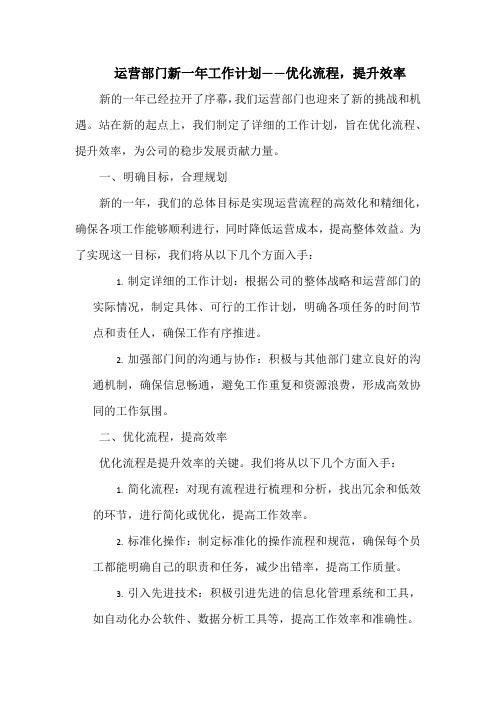 运营部门新一年工作计划——优化流程,提升效率