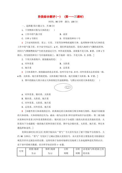 (江苏专用)2019-2020学年高中地理 阶段综合测评1(第一～三课时)(含解析)鲁教版必修1