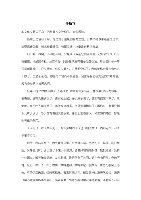高中高三叙事作文:叶纷飞