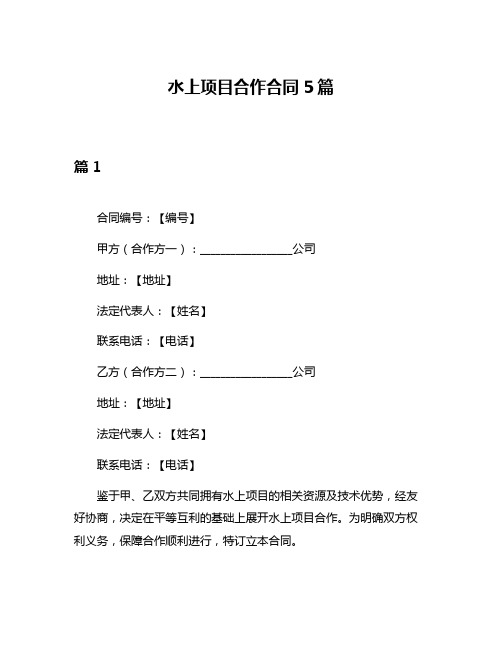 水上项目合作合同5篇