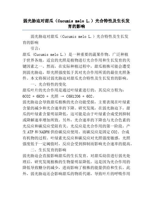 弱光胁迫对甜瓜(Cucumis melo L.)光合特性及生长发育的影响