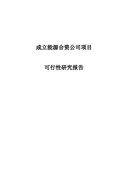 成立能源合资公司项目可行性研究报告