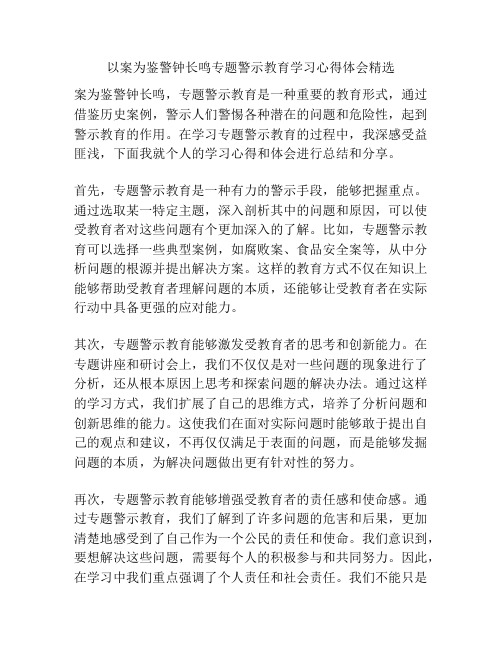 以案为鉴警钟长鸣专题警示教育学习心得体会精选