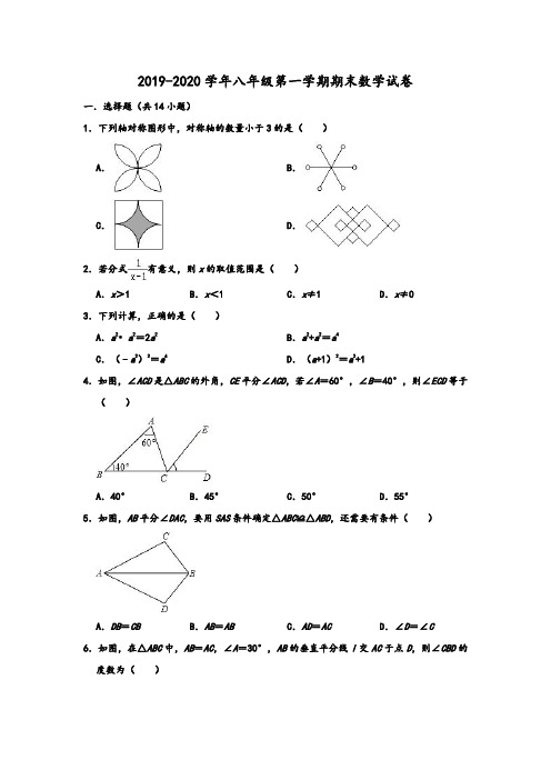 人教版2019-2020学年山东省临沂市河东区八年级上学期期末数学试卷 解析版