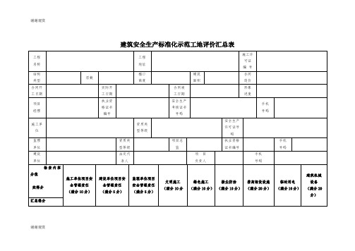 建筑安全生产标准化示范工地评价汇总表.doc