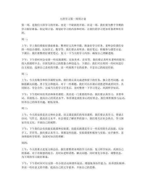 大班学习第一周周计划